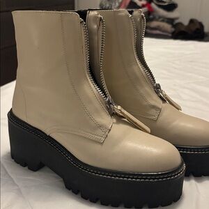 H&M Chunky Cream platform Ankle Boots with Zipper